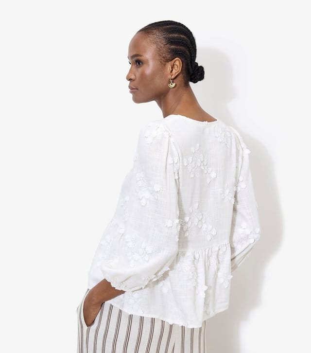 Apricot Women's White Floral Applique Tie Front Top Apricot New Look - 3