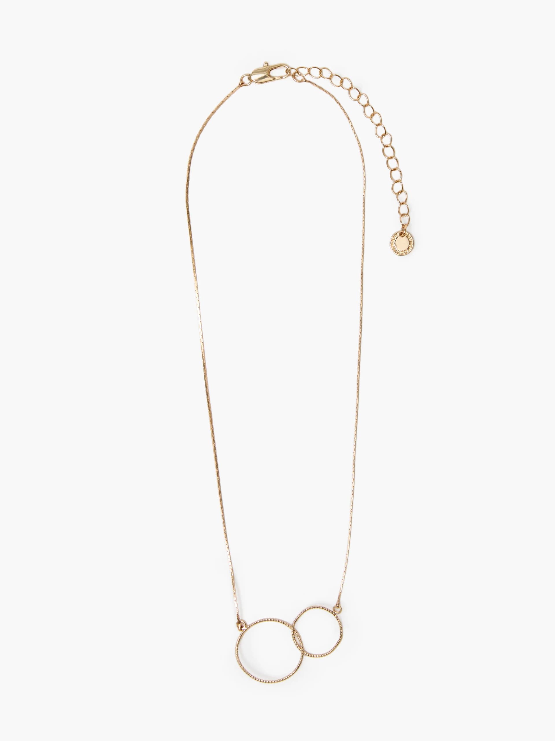 French Connection Interlocking Circles Necklace Rose Gold