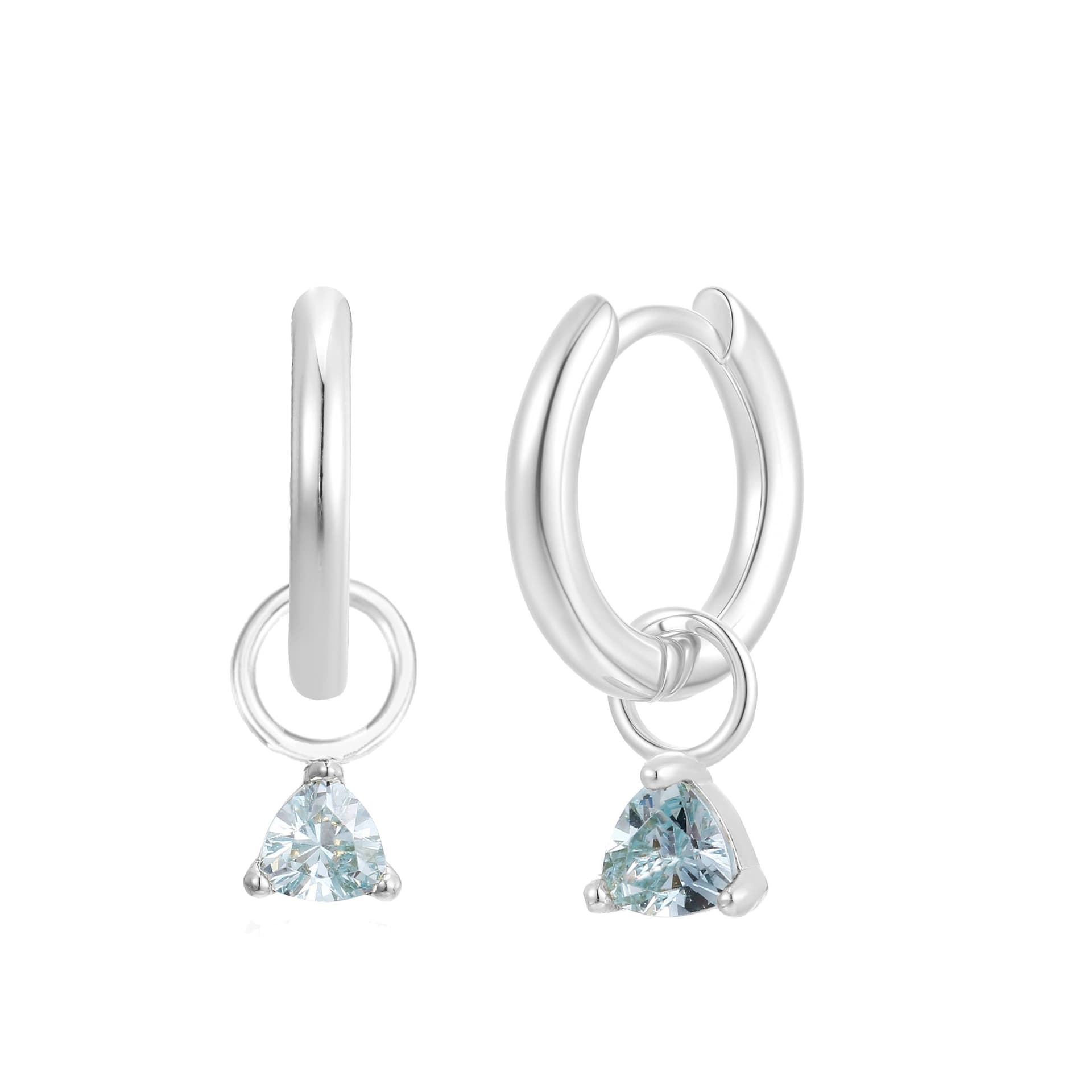 Gold Trip Gold Trip Women's September Huggie Hoop Birthstone Charm Earrings in Silver