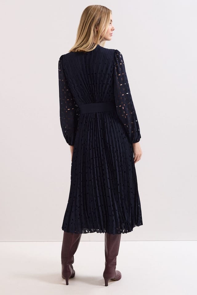 Phase Eight Phase Eight Women's Marina Pleated Midi Dress in Dark Navy - 3