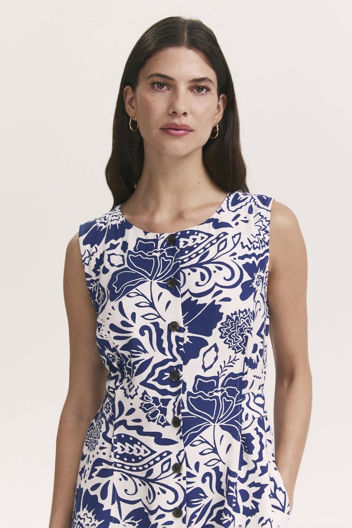 Finery London Finery London Women's Aimee Floral Midi Dress in Mid Navy - 4