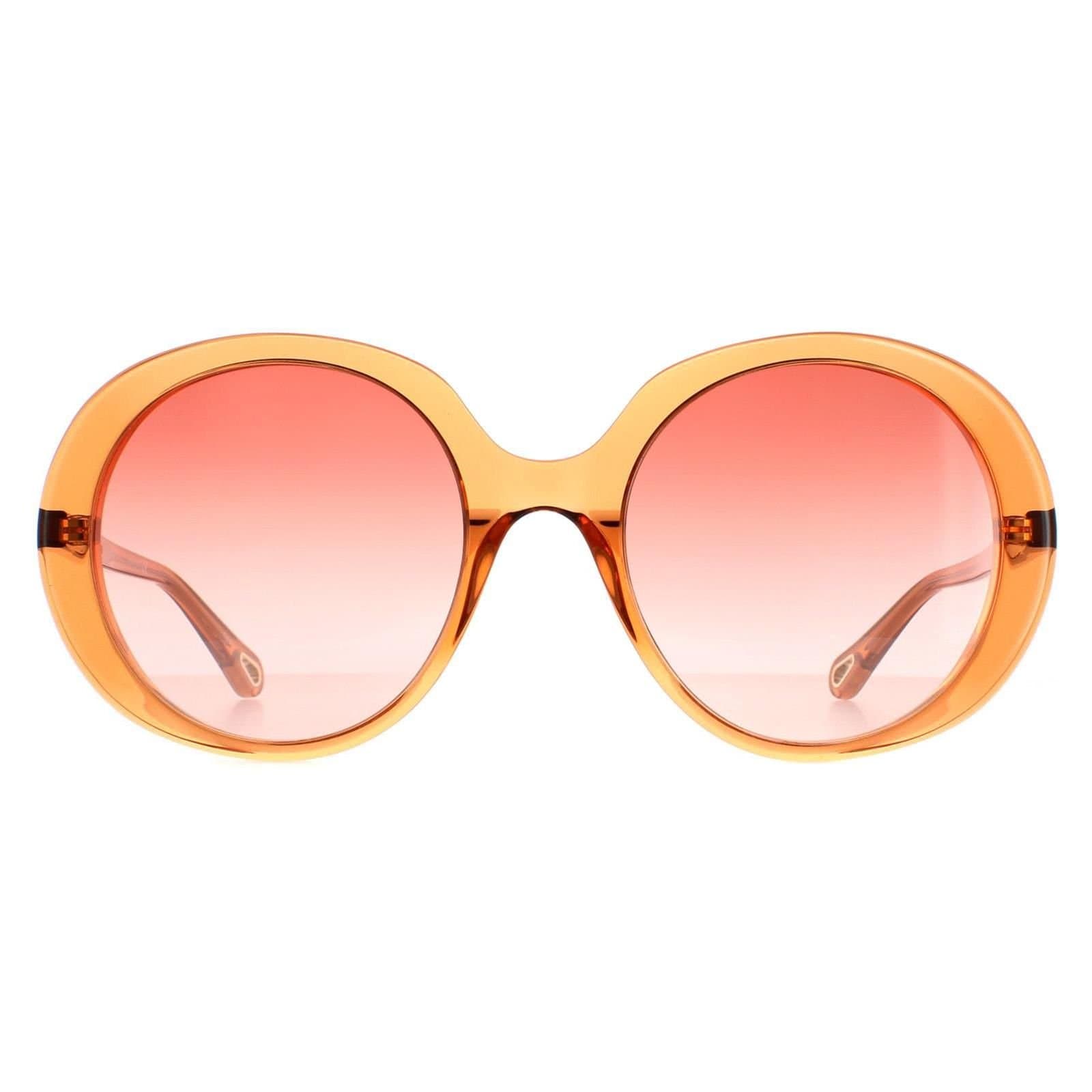 Chloé Chloé Women's Oval Transparent Dark Orange Sunglasses