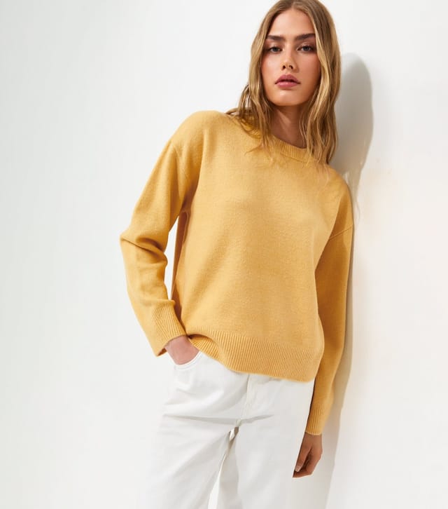 New Look Women's Yellow Midweight Crew Neck Jumper New Look - 2