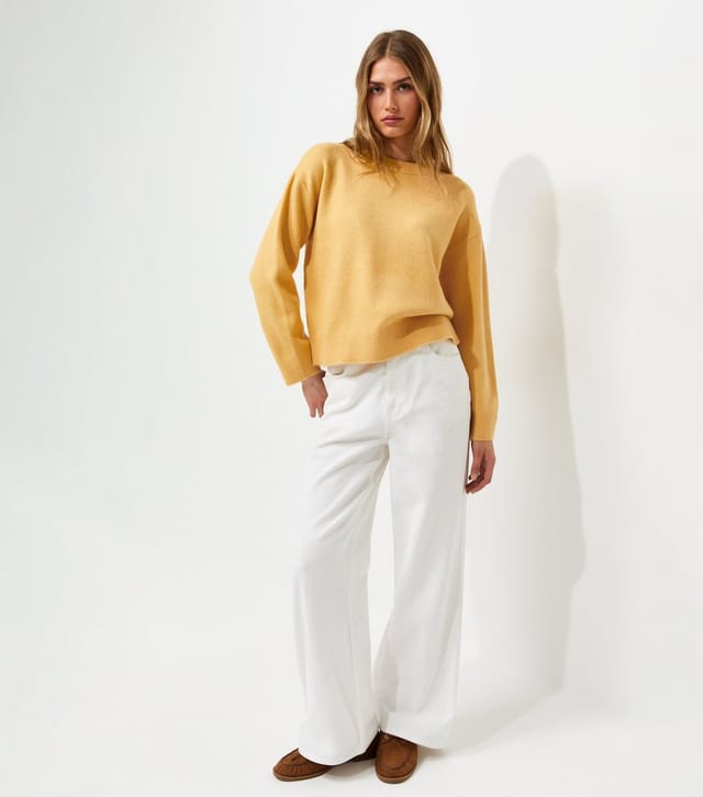 New Look Women's Yellow Midweight Crew Neck Jumper New Look - 3