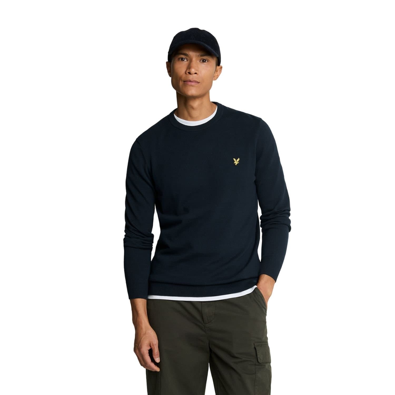 Lyle & Scott Lyle & Scott Men's Cotton Crew Neck Jumper in Dark Navy