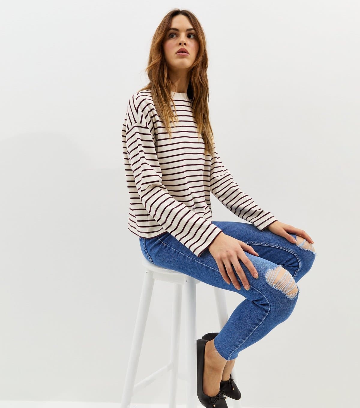 New Look Women's Blue Ripped Hallie Skinny Jeans New Look