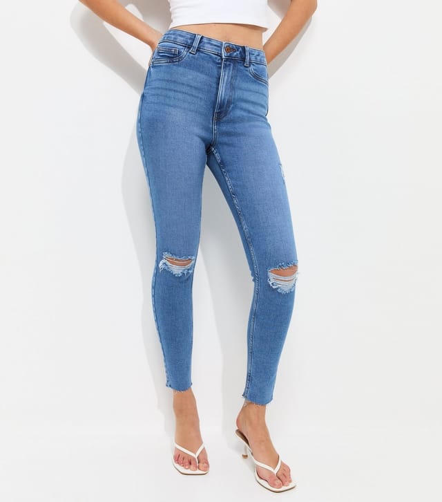 New Look Women's Blue Ripped Hallie Skinny Jeans New Look - 3