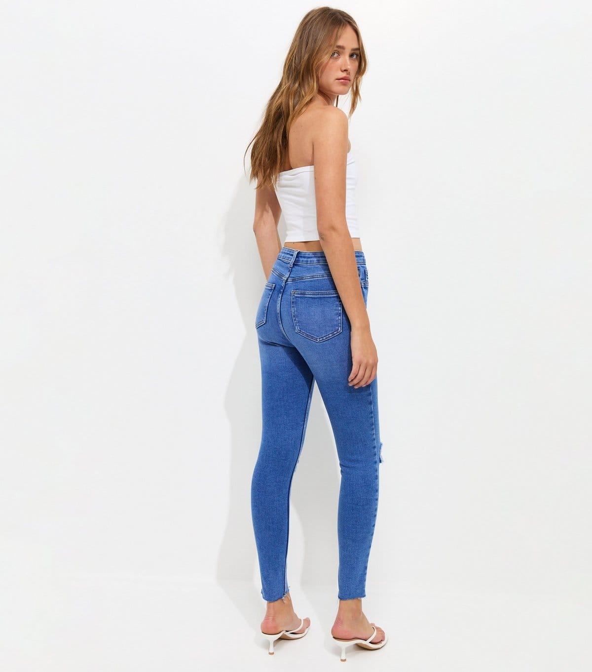 New Look Women's Blue Ripped Hallie Skinny Jeans New Look - 4
