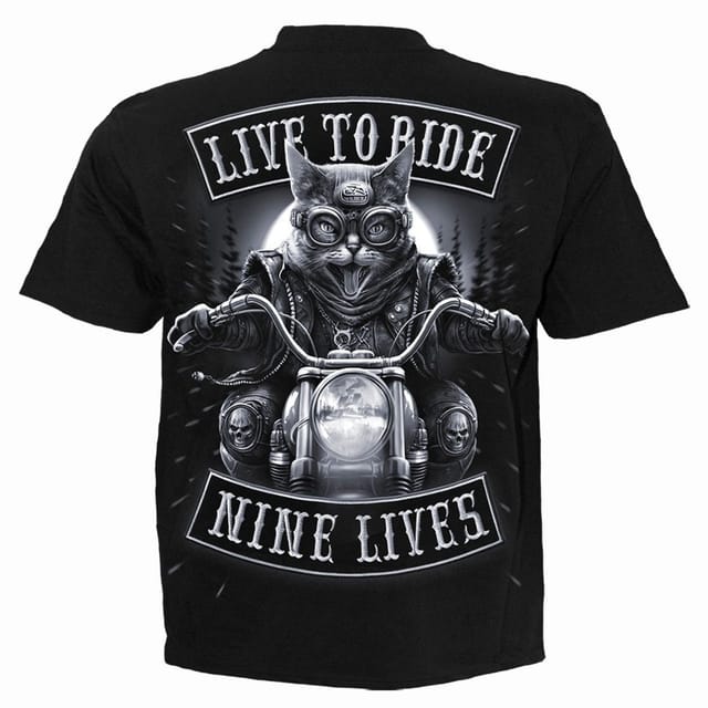 Spiral Direct Spiral Direct Men's Nine Lives Back Print T-Shirt in Black - 2