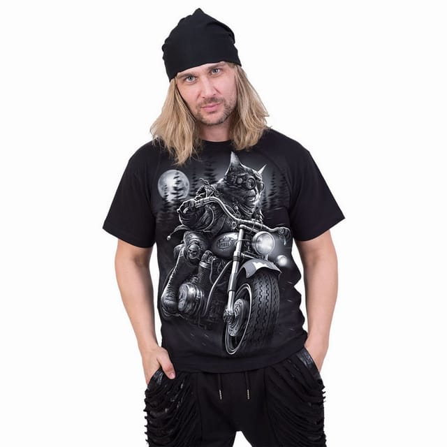 Spiral Direct Spiral Direct Men's Nine Lives Back Print T-Shirt in Black - 3