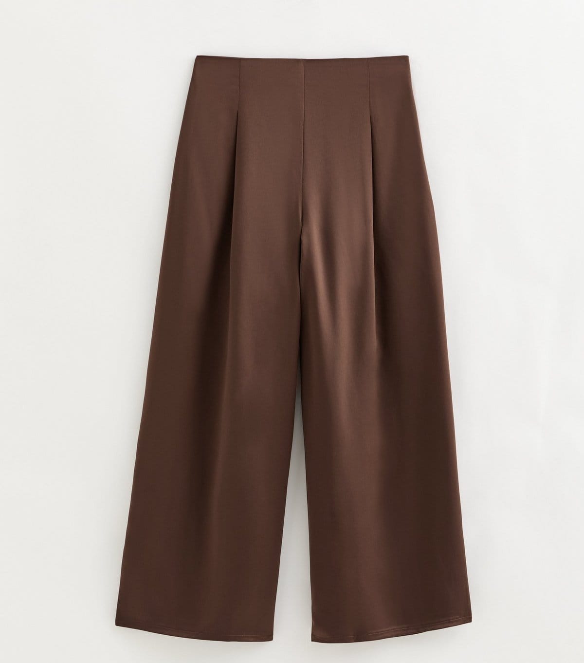 New Look Petite Dark Brown Satin Wide Leg Trousers