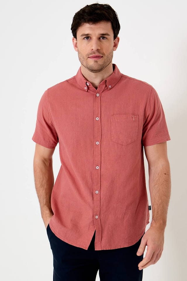 Saltwell Saltwell Men's Linen Rich Short Sleeve Shirt in Pink - 3