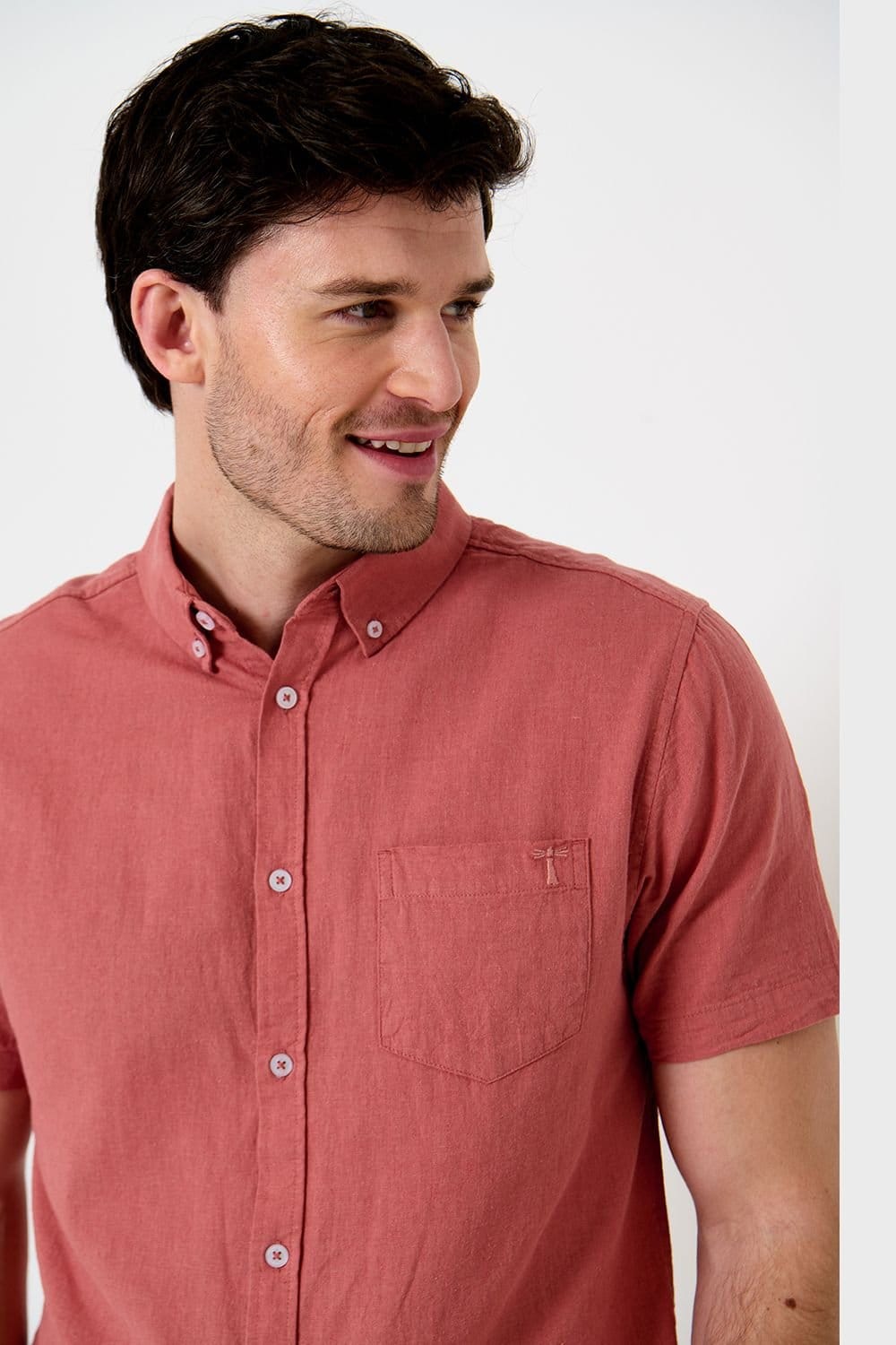 Saltwell Saltwell Men's Linen Rich Short Sleeve Shirt in Pink - 4