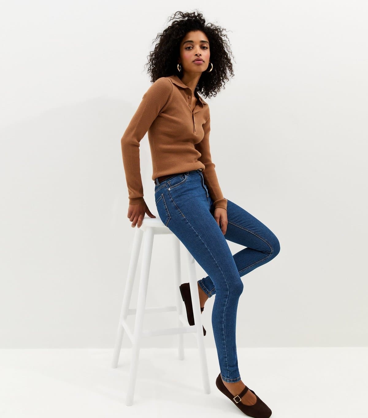 New Look Women's Dark Blue Mid Rise Skinny Jeans New Look