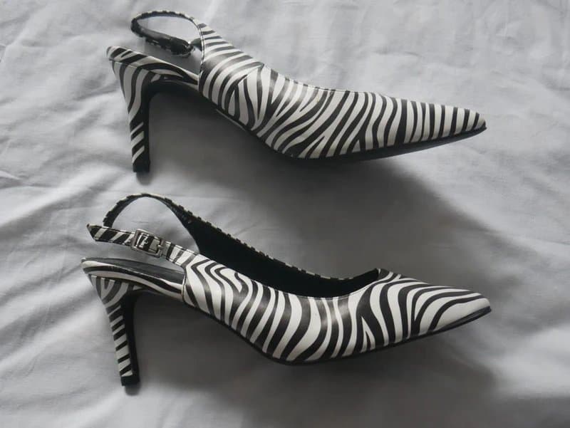 New Look New Look Shoes Ladies Size 5 Eur 38 Black White Zebra Animal Slingback Heels