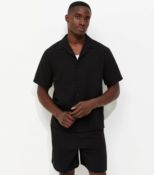 New Look Men's Black Regular Linen Look Pull On Shorts New Look - 2