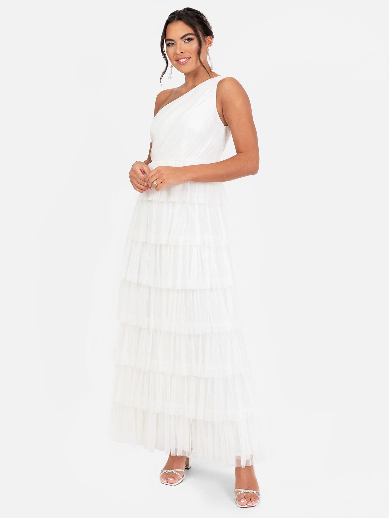 Anaya with Love Anaya with Love Women's One Shoulder Ruffle Maxi Dress in White
