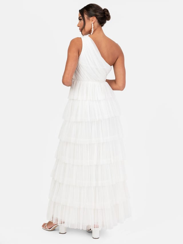 Anaya with Love Anaya with Love Women's One Shoulder Ruffle Maxi Dress in White - 3