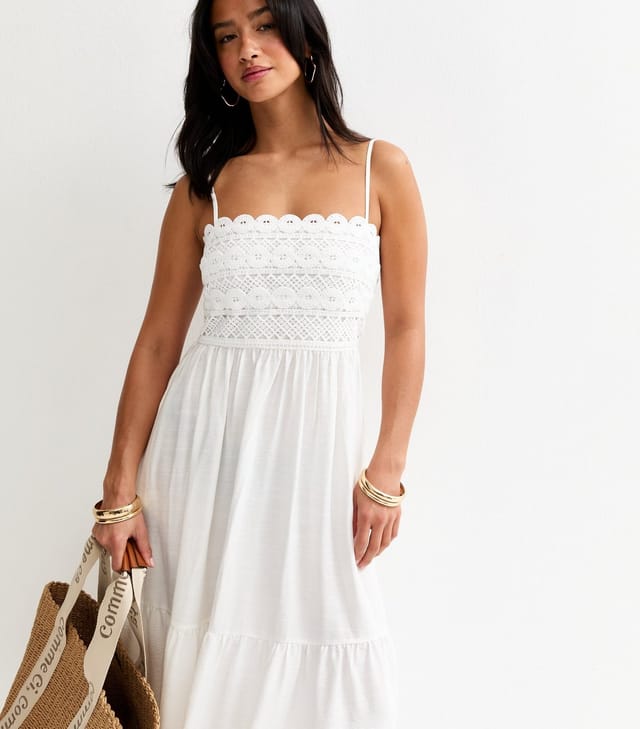 New Look Women's Petite White Crochet Panel Maxi Dress New Look - 3
