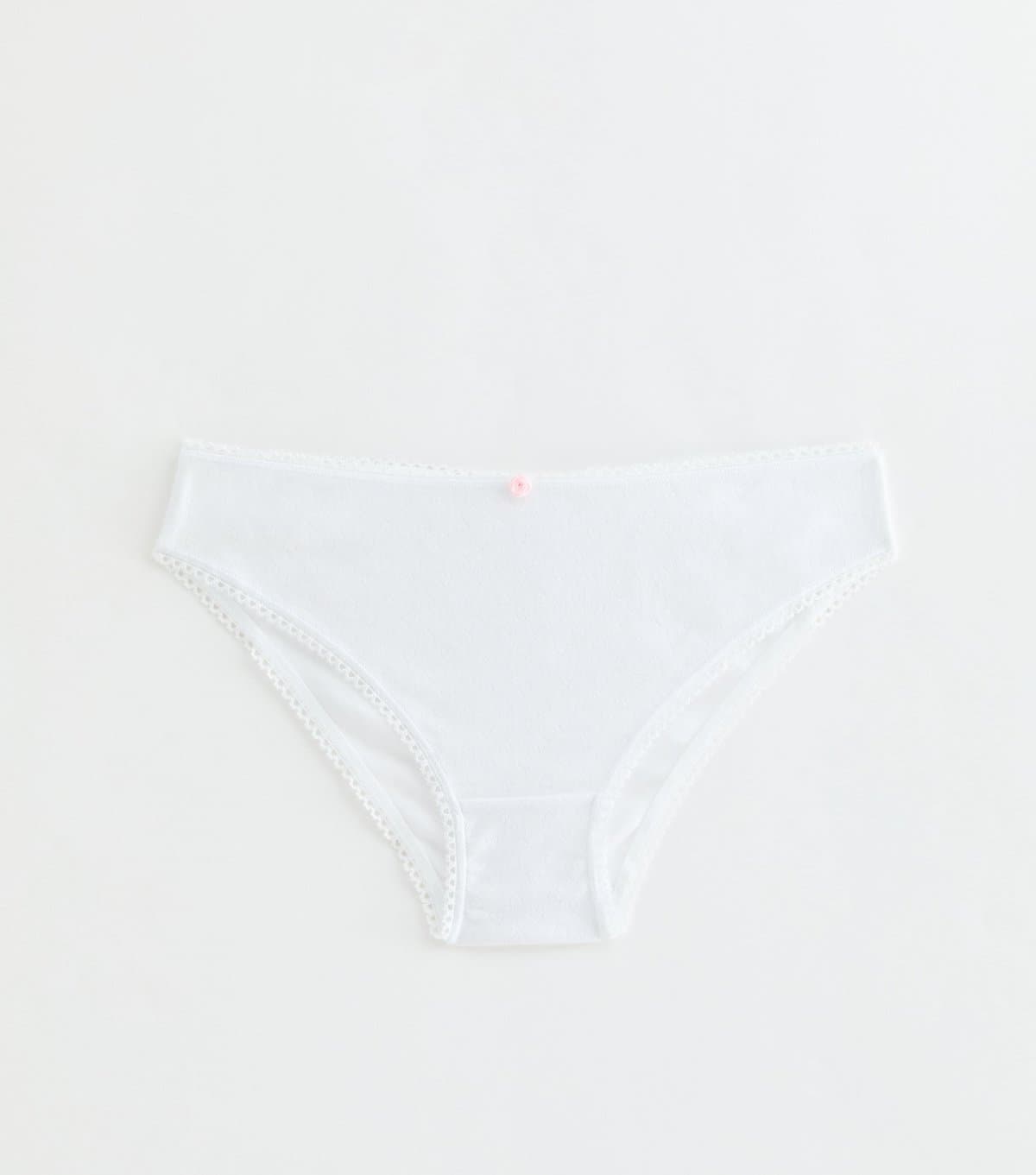 New Look Girls' White Cotton Rich Pointelle Rose Bud Briefs New Look
