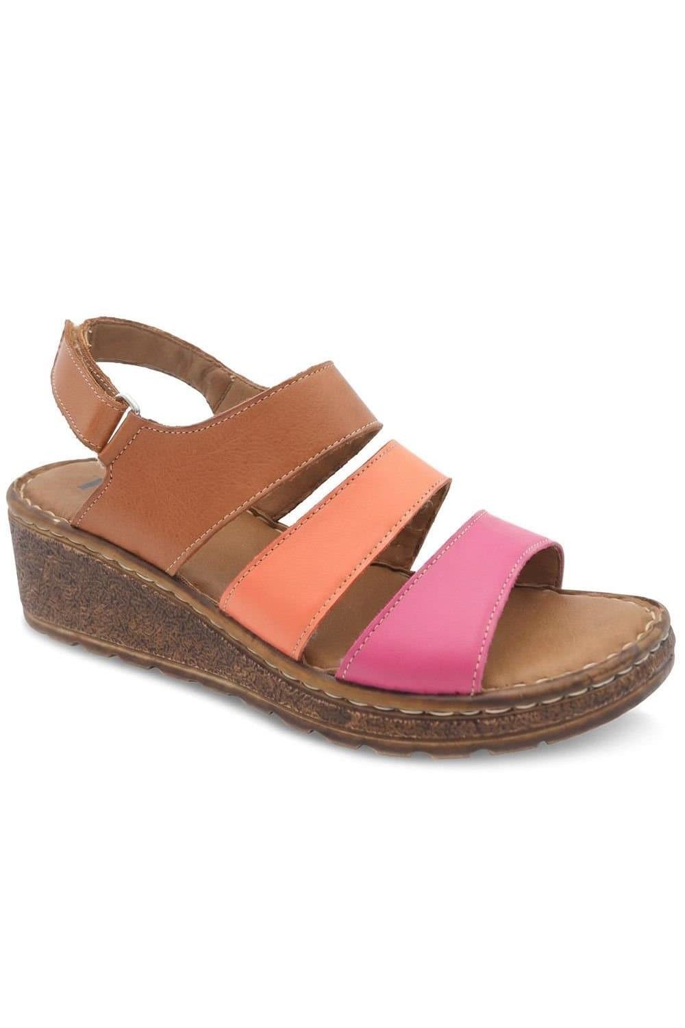 Pavers Pavers Tan Leather Wedge Heel Sandals
