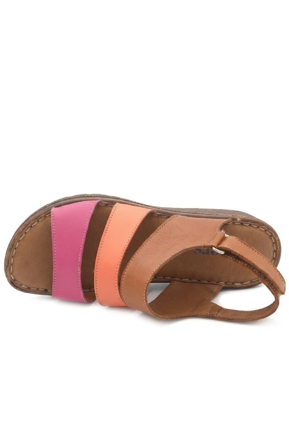 Pavers Pavers Women's Cushioned Leather Wedge Heel Sandals in Tan - 4