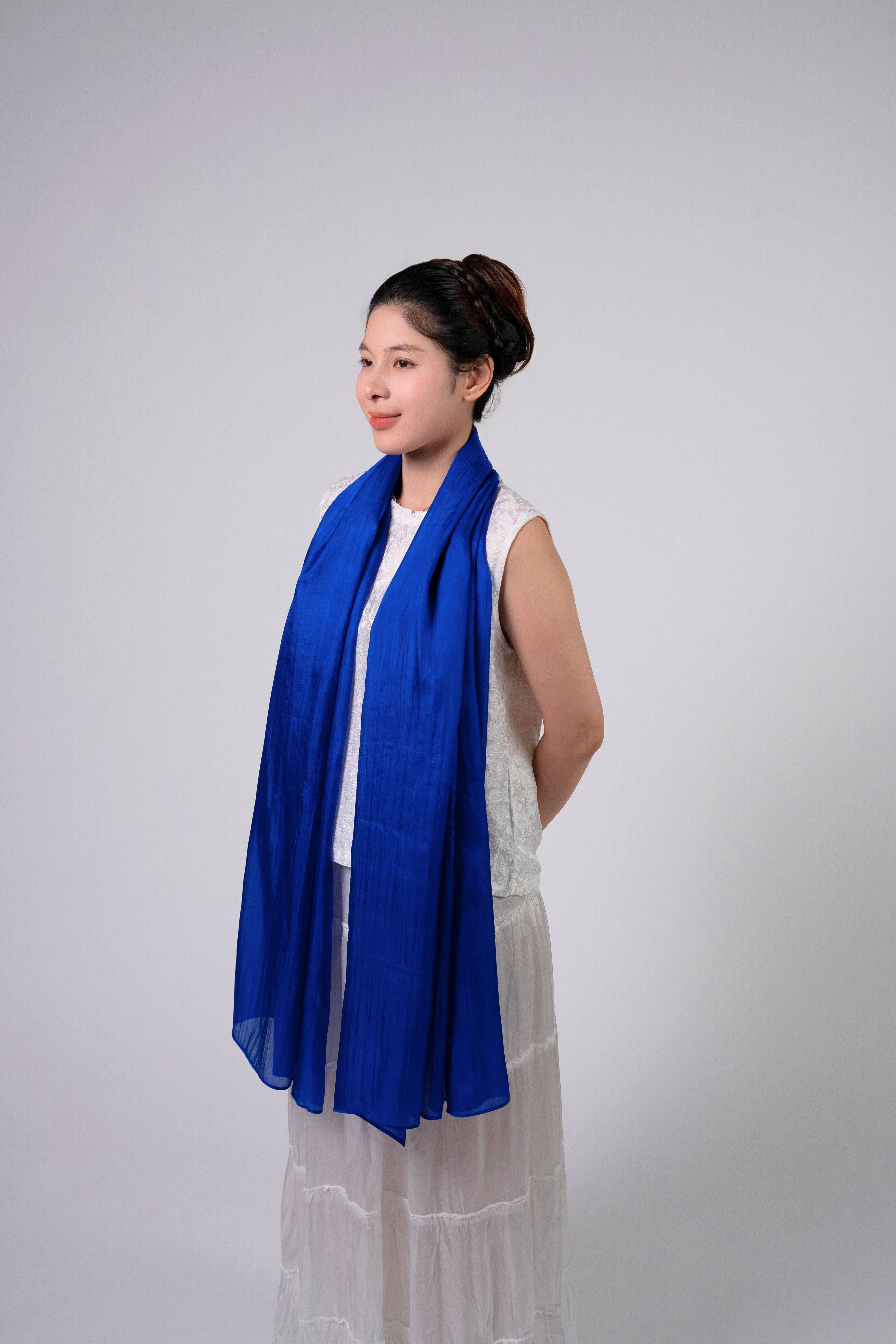 Silk and Bears Silk and Bears Women's Hand-Dyed Silk Scarf - Royal Blue - 100% Lightweight Mulberry Silk - 2