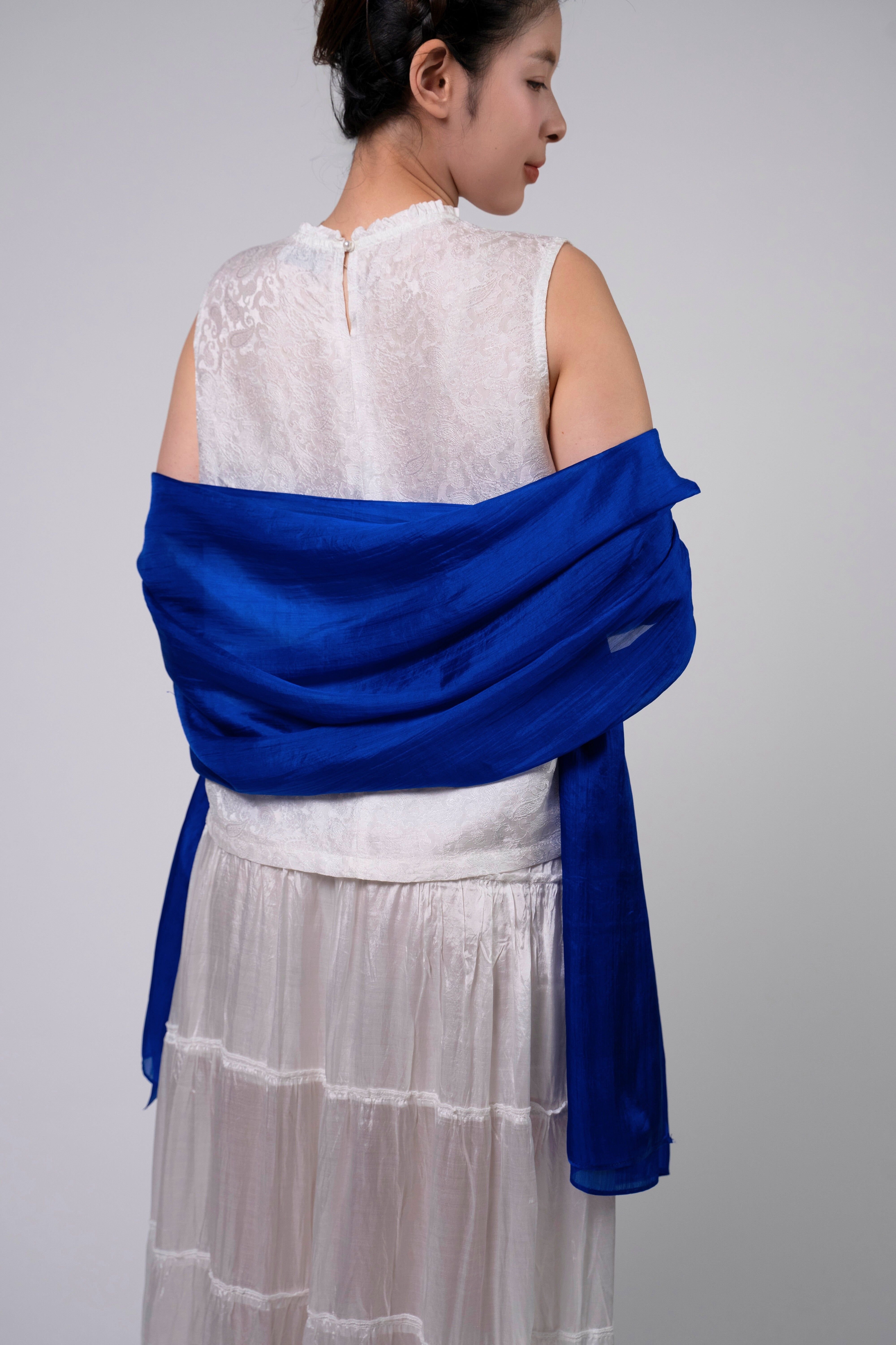 Silk and Bears Silk and Bears Women's Hand-Dyed Silk Scarf - Royal Blue - 100% Lightweight Mulberry Silk - 3