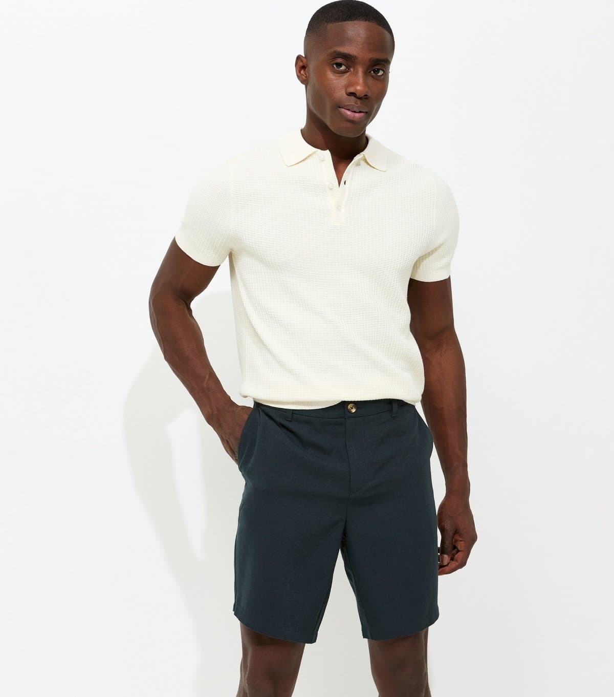 New Look Men's Navy Regular Linen Look Shorts New Look