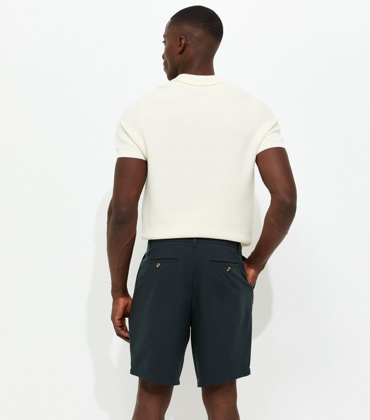 New Look Men's Navy Regular Linen Look Shorts New Look - 4