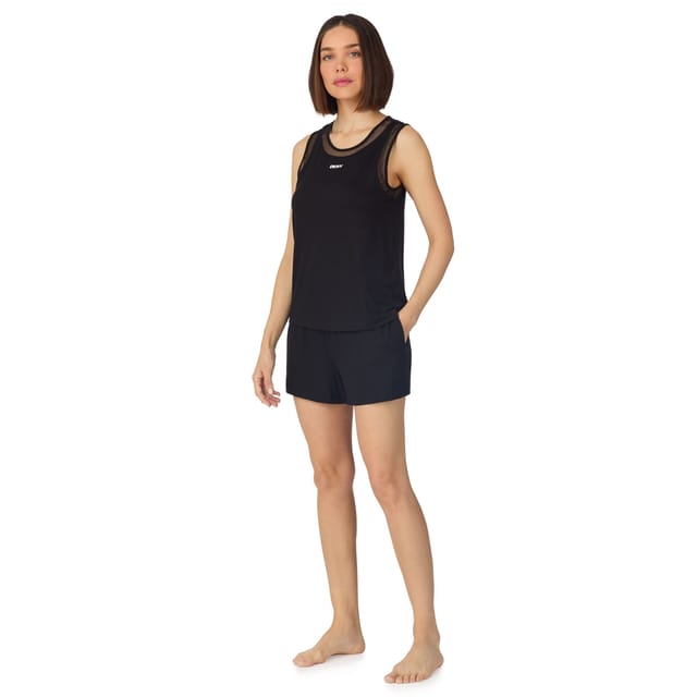 DKNY DKNY Women's Sleeveless crew tank & short boxer pyjama set in black - 3