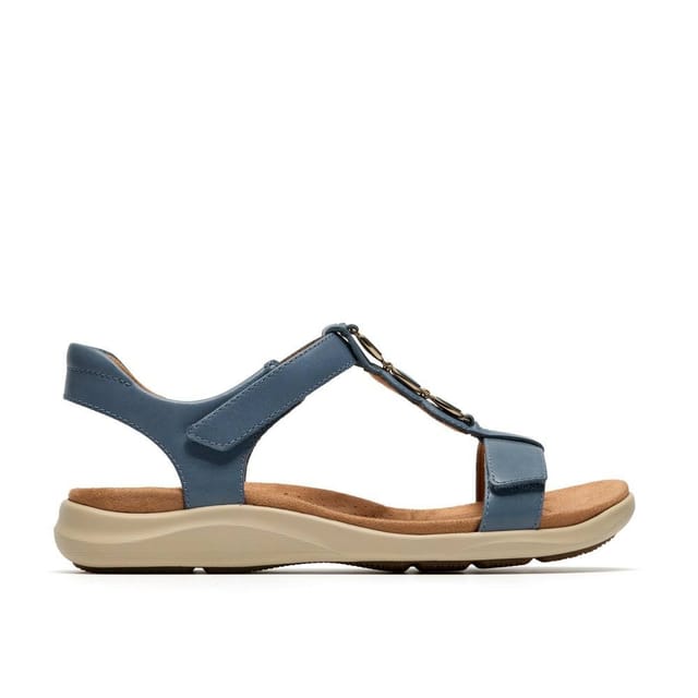 Clarks Clarks Women's Kitly Gem Denim Blue Leather Flat Sandals - 3