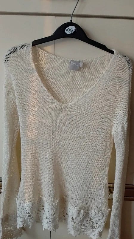 ASOS Cream Knitted Lace Summer Jumper