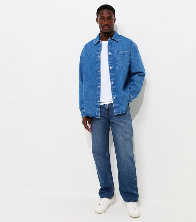 New Look Men's Bright Blue Cotton Relaxed Fit Jeans New Look - 2