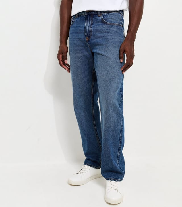 New Look Men's Bright Blue Cotton Relaxed Fit Jeans New Look - 3