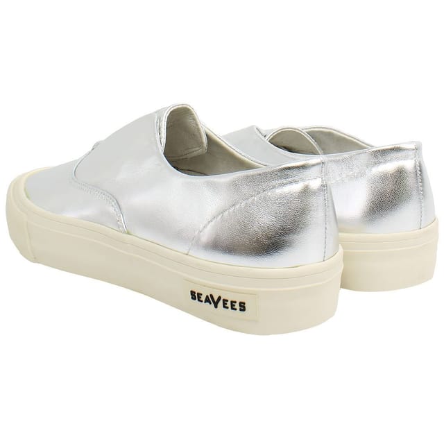 Seavees Seavees Women's Sunset Strip Slip-On Silver Smooth Leather Shoes in Metallics - 3