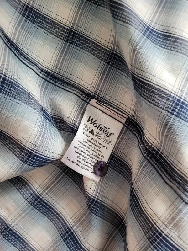 Wolsey Classic Blue and White Plaid Short-Sleeve Shirt by Wolsey