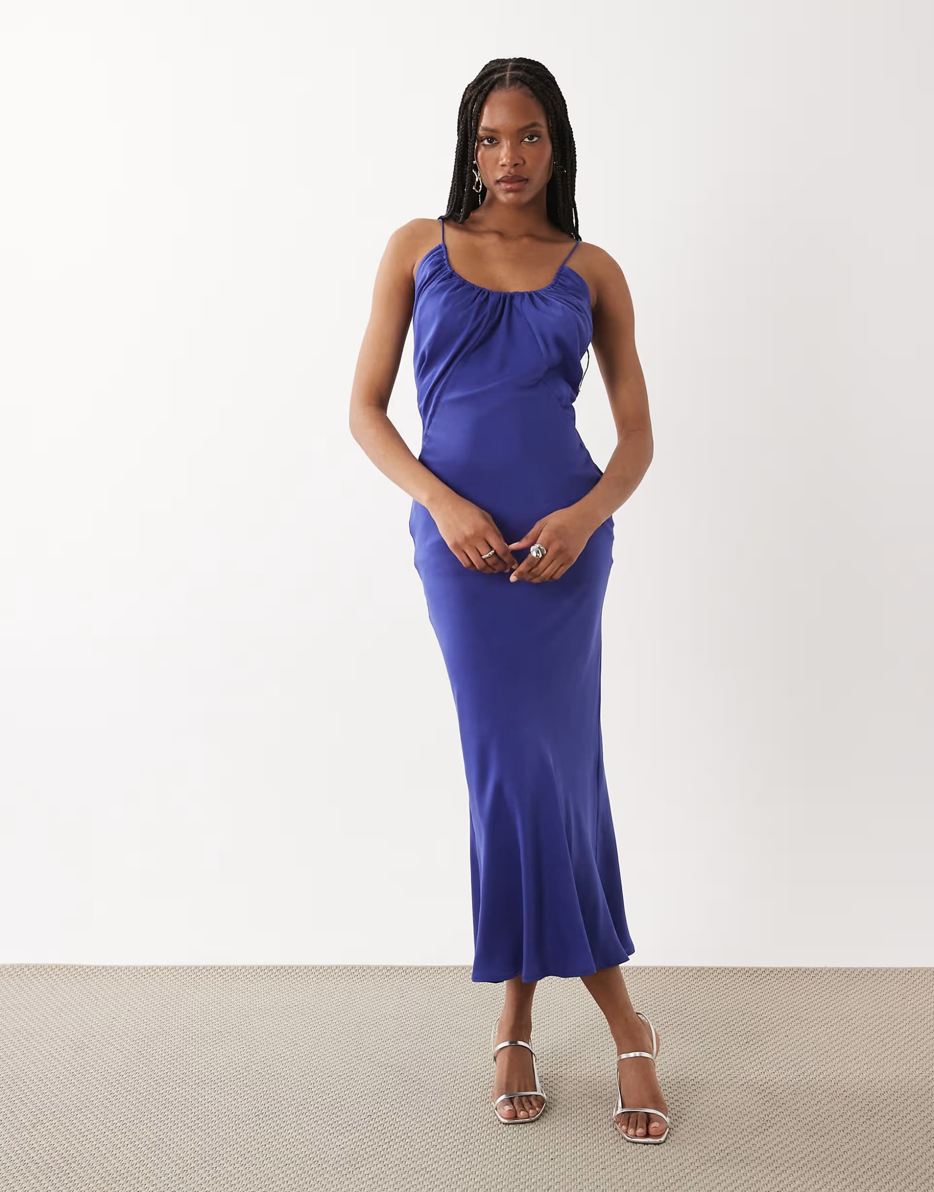 ASOS ASOS DESIGN Tall scoop neck bias cut midaxi dress in indigo