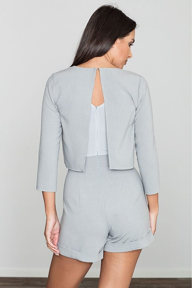 Love Lace Love Lace Women's Two Piece Back Split Skirt Shorts Suit in Grey - 2