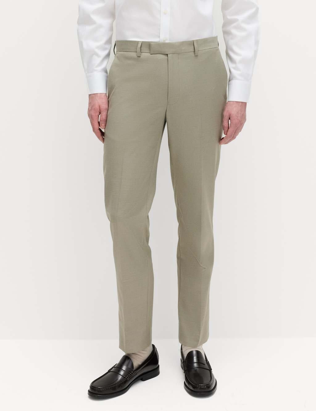 Marks & Spencer M&S Slim Fit Stretch Ultimate Suit Trousers Pale Green - 1