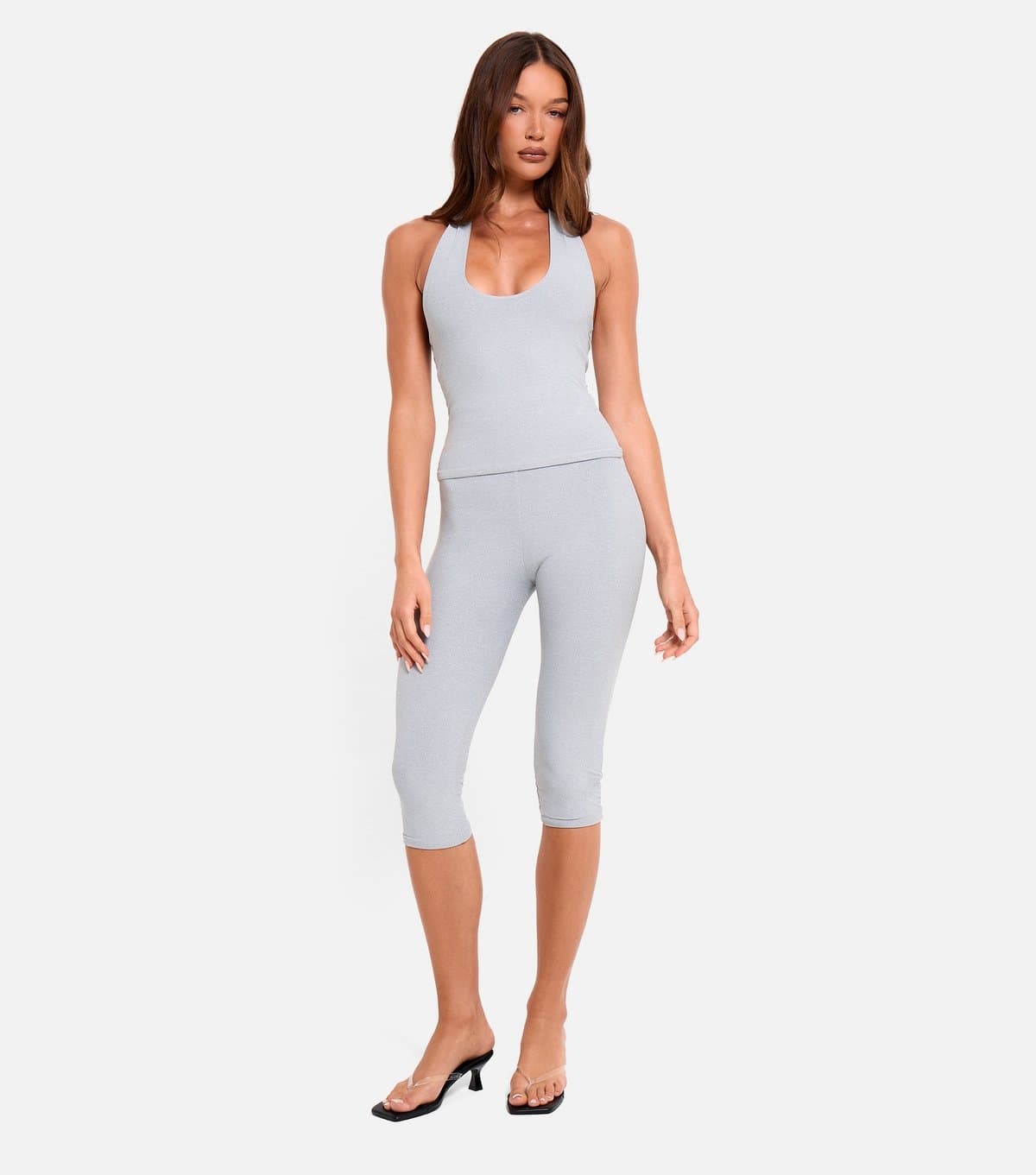Public Desire Public Desire Light Grey Slinky Capri Leggings