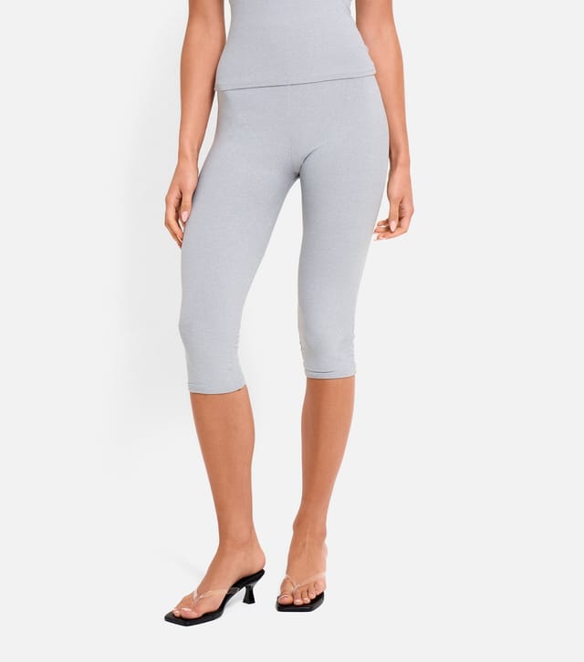 Public Desire Women's Light Grey Slinky Capri Leggings Public Desire New Look - 2