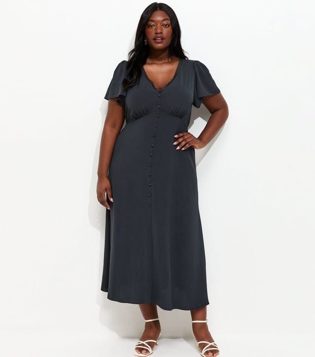 New Look Women's Plus Size Navy Lace Trim Midi Tea Dress Curves New Look - 3