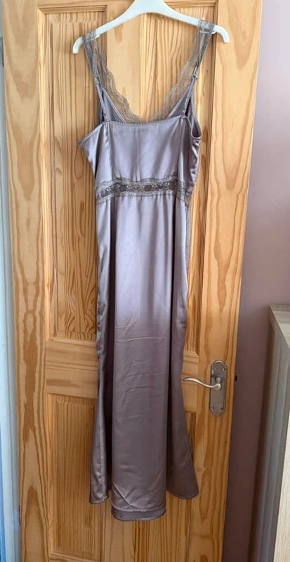 Never Fully Dressed Lilac Satin V-Neck Midi Dress