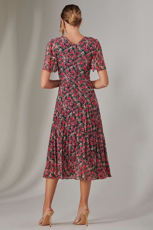 Jolie Moi Jolie Moi Women's Chiffon Pleated Wrap Midaxi Dress in Light Pink - 2