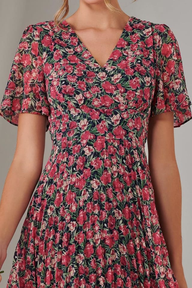 Jolie Moi Jolie Moi Women's Chiffon Pleated Wrap Midaxi Dress in Light Pink - 3