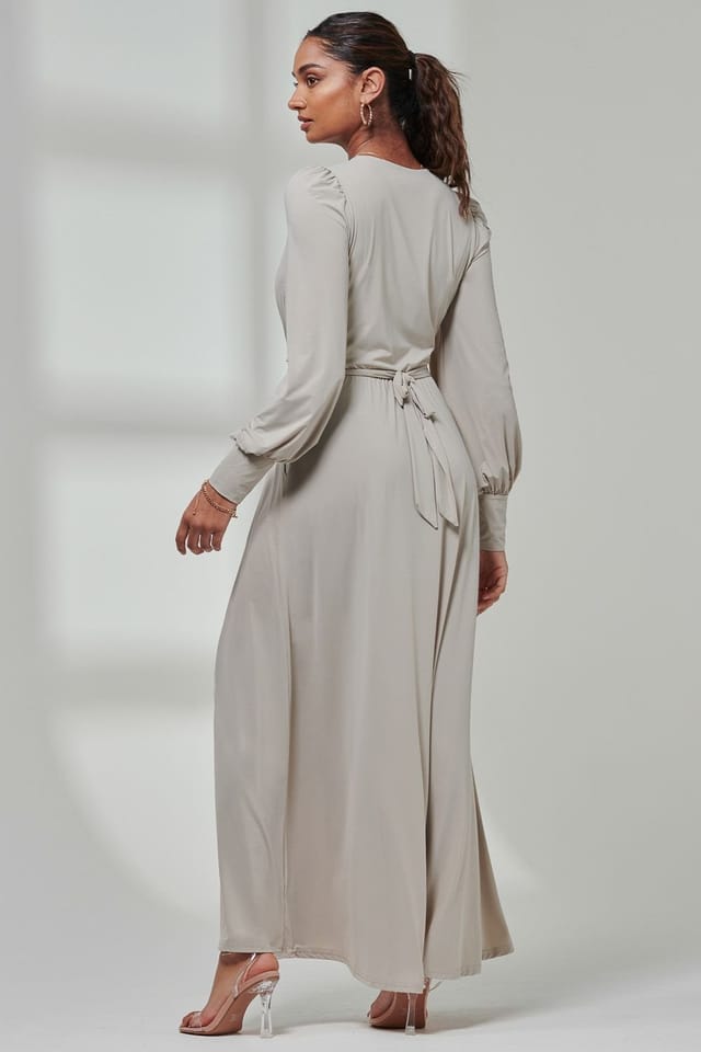 Jolie Moi Jolie Moi Women's Giulia Long Sleeve Maxi Dress in Taupe - 2