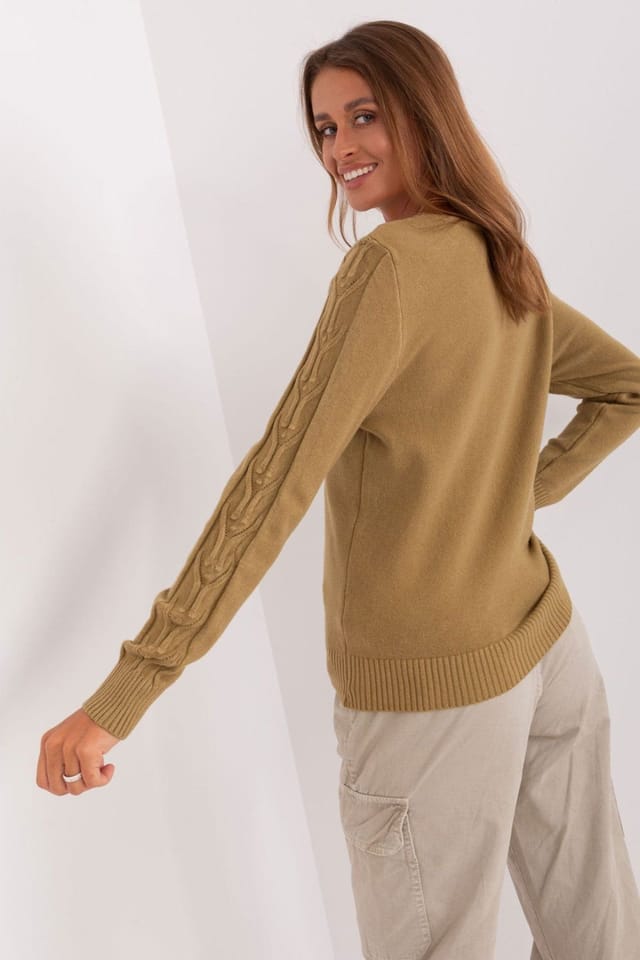 Love Lace Love Lace Women's Cotton V Neck Long Sleeve Sweater Variegated in Green - 3