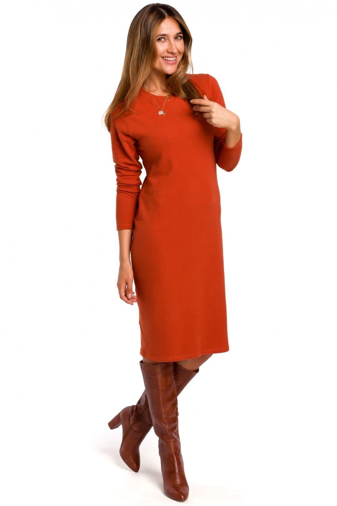 Love Lace Love Lace Women's Everyday Cotton Knit Midi Daydress in Burnt Orange