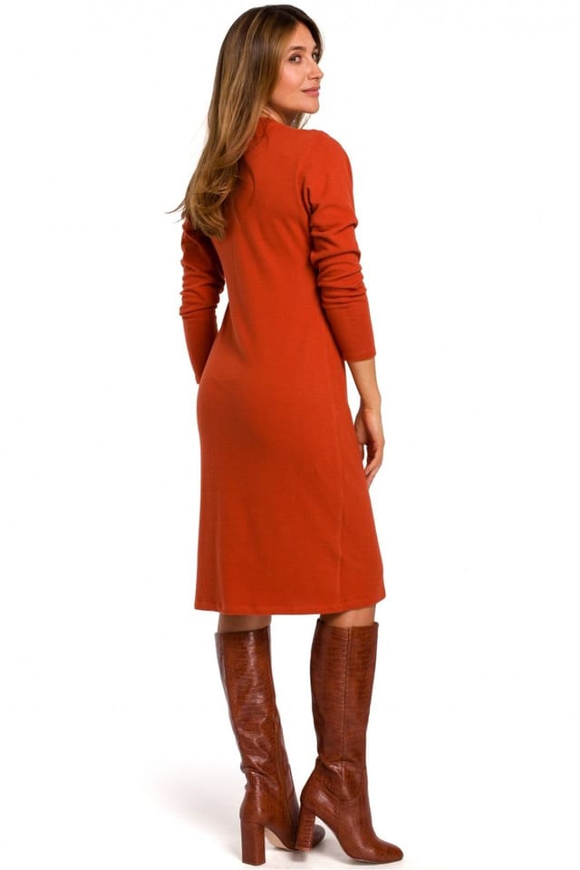 Love Lace Love Lace Women's Everyday Cotton Knit Midi Daydress in Burnt Orange - 2
